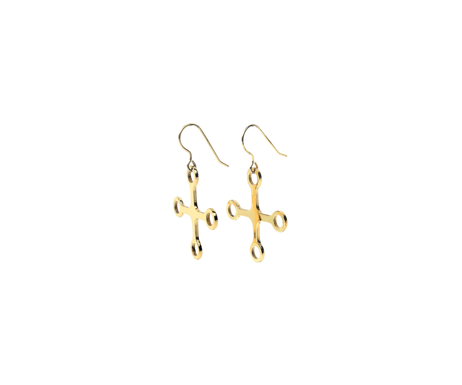 Mito Cross Eartops Polished Brass