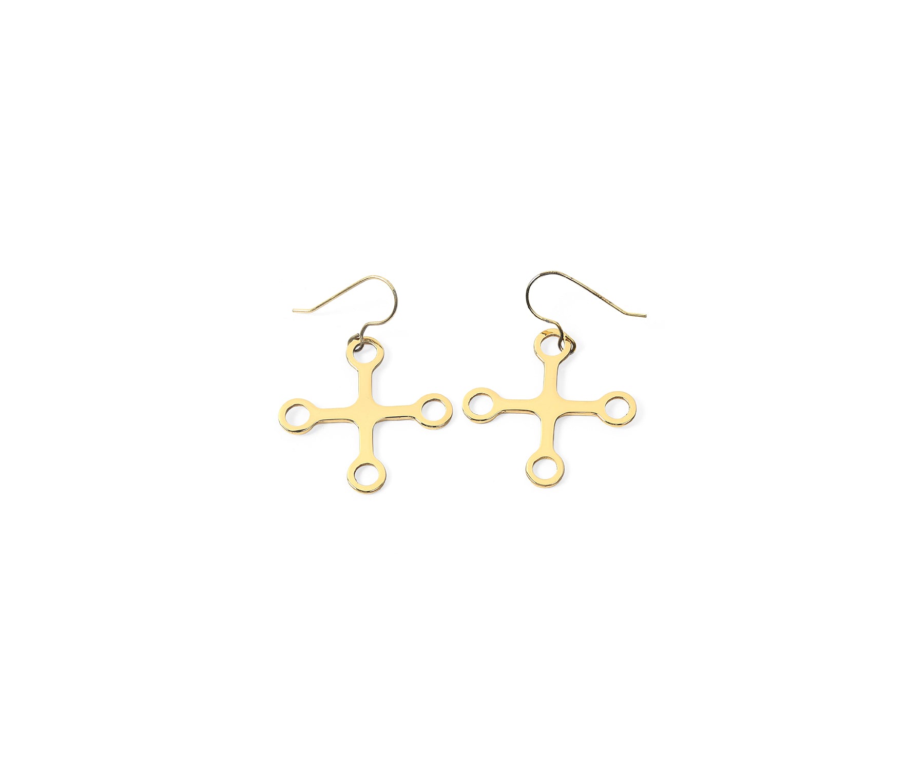 Mito Cross Eartops Polished Brass